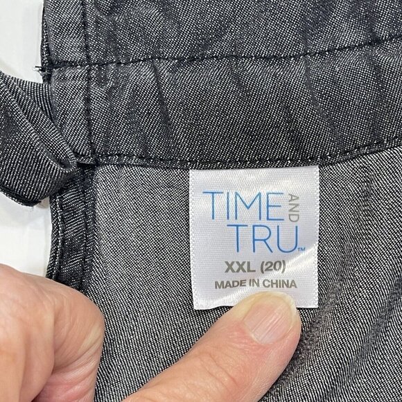 TIME & TRU Chambray Halter Top Tie‎ Back Keyhole Womens XXL / XXXL Black NEW - Picture 7 of 14